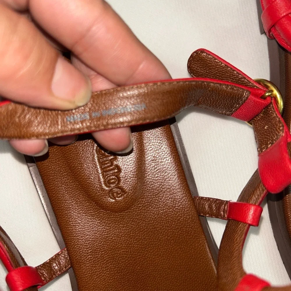 See by Chloe red leather sandals - Picture 5 of 10